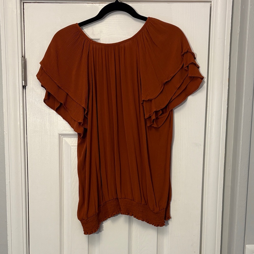 Express Rust Ruffle Sleeve Blouse – Size XL - Picture 2 of 3